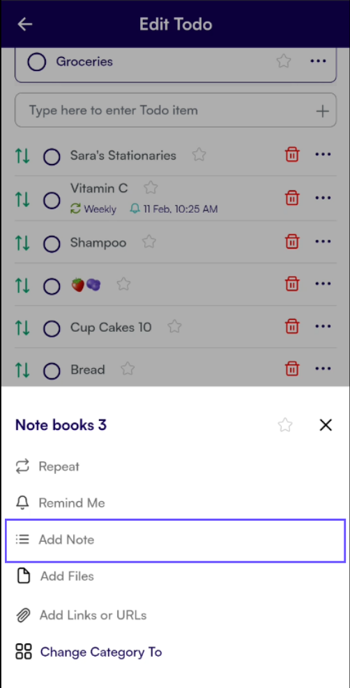 Add Note Option