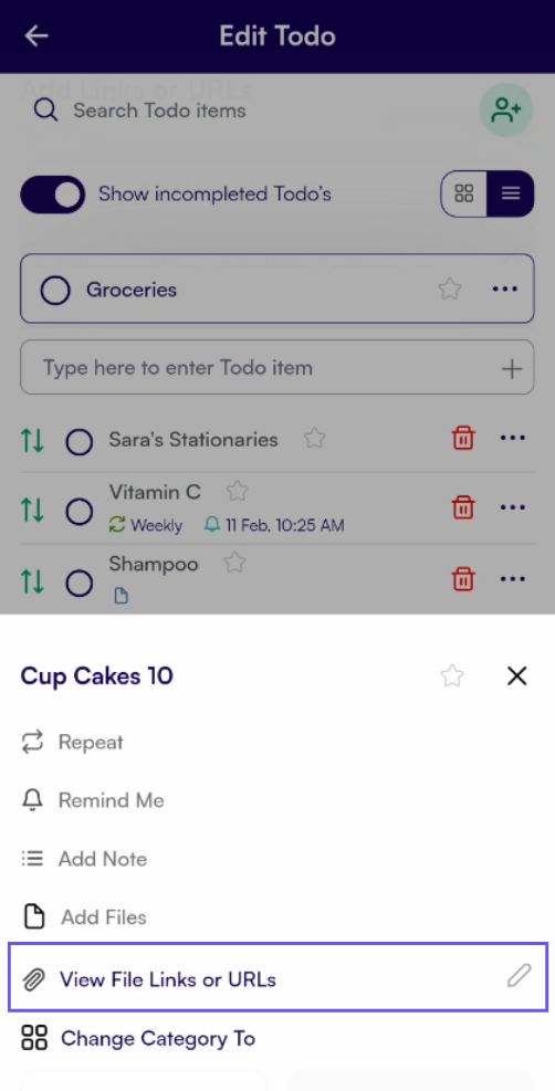 View Links Option