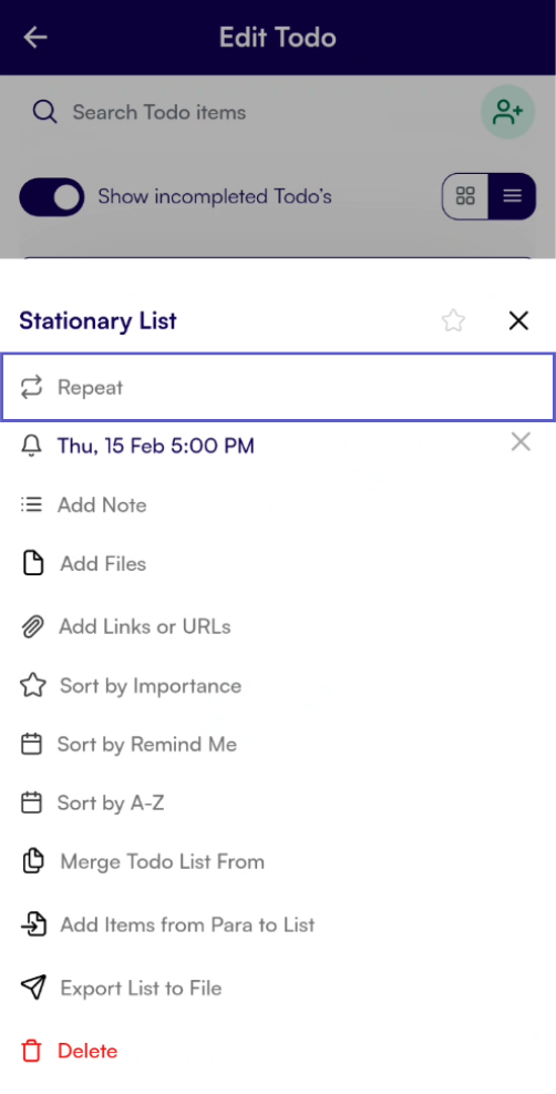 Repeat Option