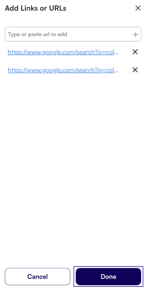 Save added URLs/Links