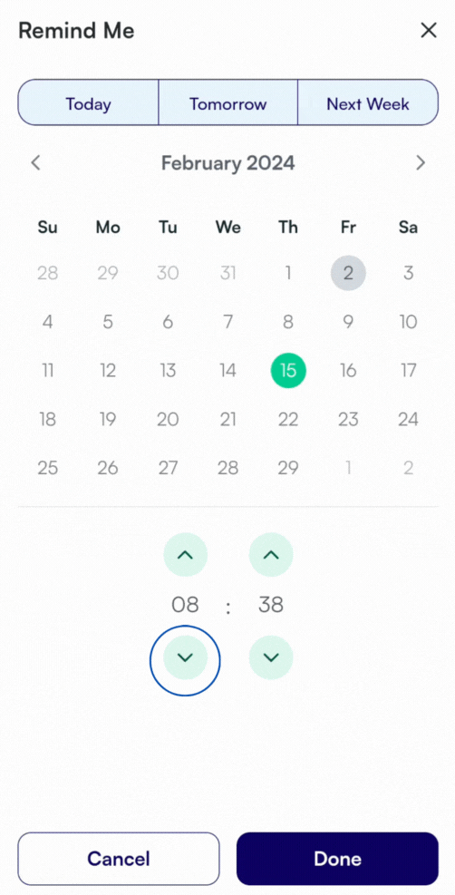 Set Remind Me Time